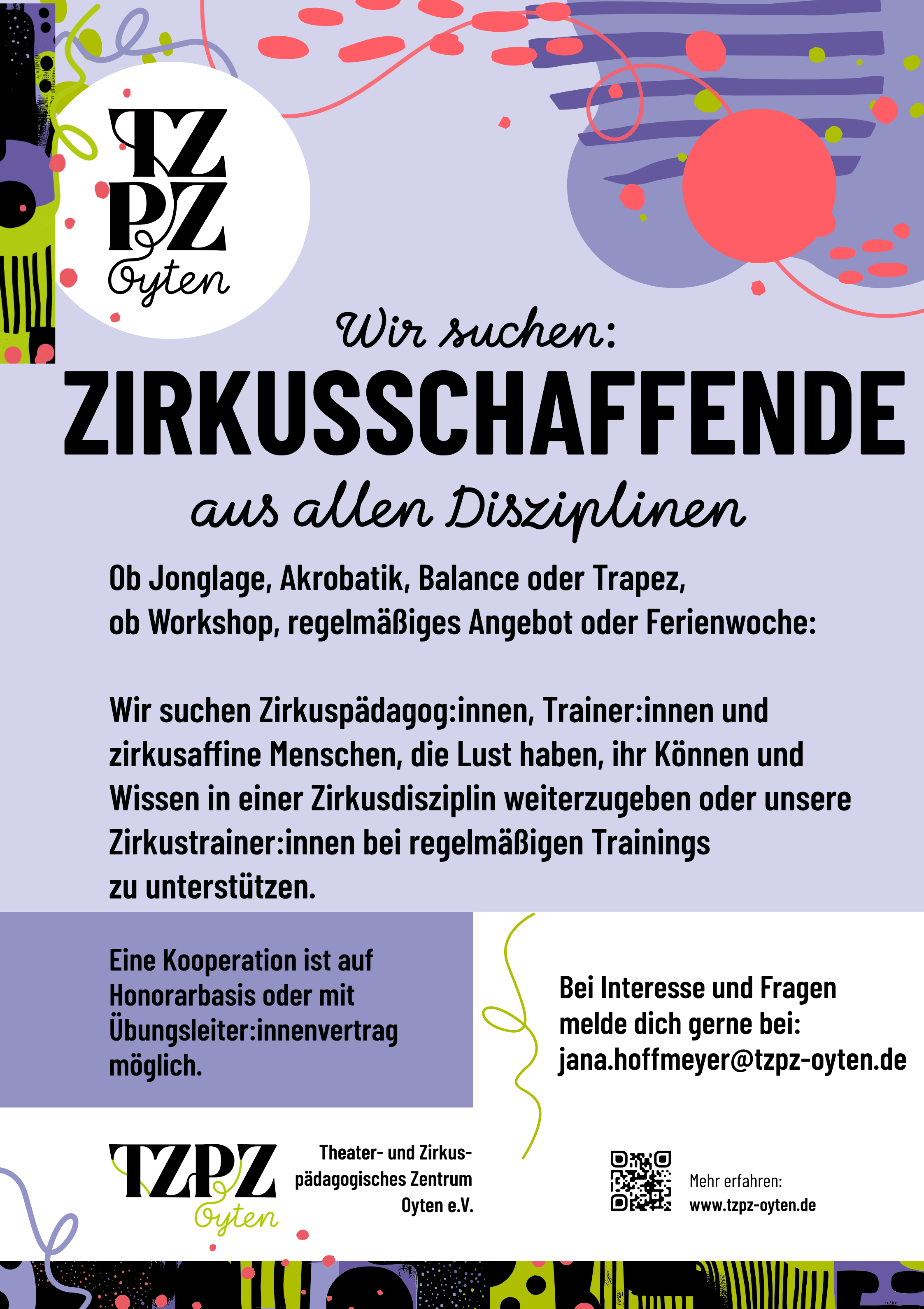 Plakat für die Suche nach Zirkusschaffenden